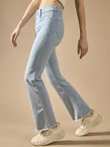 DOLCE CRUDO Women Bootcut High-Rise Light Fade Stretchable Jeans