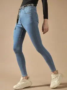 DOLCE CRUDO Women Skinny Fit High-Rise Light Fade Stretchable Jeans