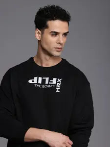 HRX by Hrithik Roshan Men Typography Printed Oversized Sweatshirt