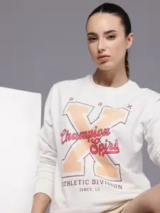 HRX by Hrithik Roshan Typography Printed Oversized Sweatshirt