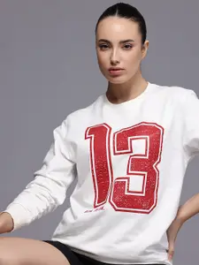 HRX by Hrithik Roshan Typography Printed Oversized Sweatshirt