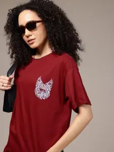 The Roadster Life Co. Drop-Shoulder Sleeves Pure Cotton Oversized T-shirt