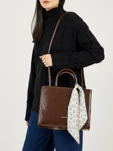 Styli Women Unisex PU Structured Scarf Detail Handbag