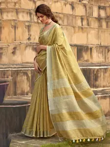 DEVATITHI Woven Design Zari Linen Blend Saree
