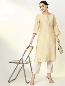 SHOWOFF Women Geometric Printed Thread Work Kurta