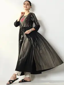 SHOWOFF Women Printed Thread Work Floral Kurta