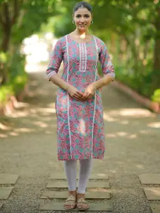 Libas Women Floral Printed Gotta Patti Floral Kurta