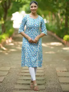 Libas Women Floral Printed Flared Sleeves Gotta Patti Kurta