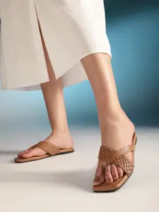 Nautica Women Woven Design Open Toe Flats