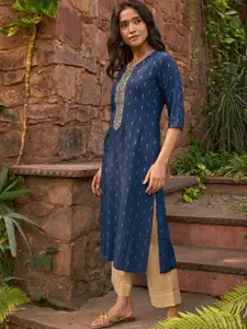 Libas Women Yoke Design Thread Work Dobby Kurta