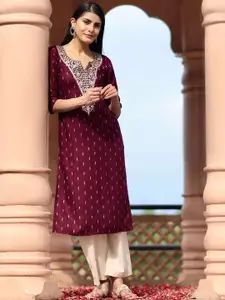 Libas Women Yoke Design Thread Work Dobby Kurta