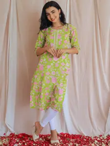 Libas Women Floral Printed Gotta Patti Floral Kurta