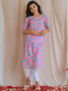 Libas Women Floral Printed Gotta Patti Floral Kurta