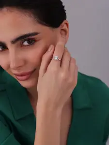 Kushal's Fashion Jewellery Rose Gold-Plated CZ-Studded Finger Ring