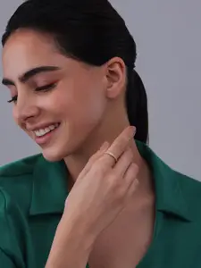 Kushal's Fashion Jewellery Gold-Plated CZ-Studded Adjustable Finger Ring