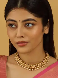 Kushal's Fashion Jewellery Copper Gold-Plated Antique Necklace