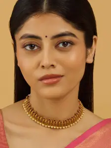 Kushal's Fashion Jewellery Copper Gold-Plated Antique Necklace