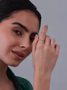 Kushal's Fashion Jewellery Gold-Plated CZ-Studded Adjustable Finger Ring