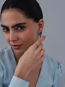 Kushal's Fashion Jewellery Rose Gold-Plated CZ Studded Finger Ring