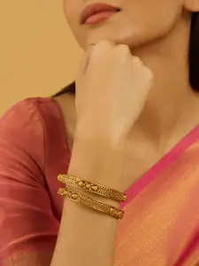 Kushal's Fashion Jewellery Set Of 2 Gold-Plated Bangles