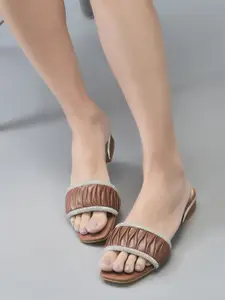 DressBerry Women Embellished Square Toe Block Heel Mules