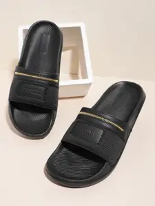 FCUK Men Self Design Sliders With Zip Detail
