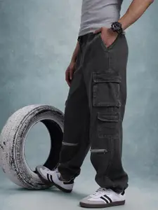 The Roadster Life Co. Men Zip Detail Parachute Fit Jeans