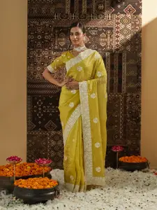 kasee Floral Chikankari Silk Blend Saree