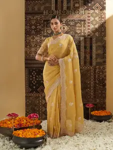 kasee Floral Phulkari Silk Blend Saree