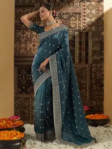 kasee Floral Embroidered Silk Blend Saree