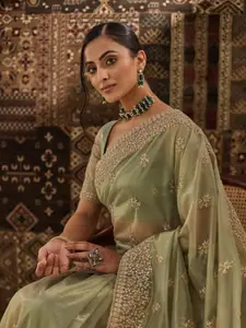 kasee Floral Zardozi Supernet Designer Saree