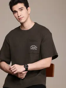 French Connection Brand Logo Detail Textured Anti Odour Ovesized T-shirt With Pocket