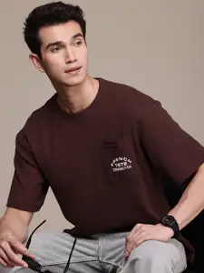 French Connection Brand Logo Detail Textured Anti Odour Ovesized T-shirt With Pocket