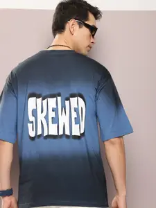 Kook N Keech Typography Dyed Oversized T-shirt with Pocket Detail