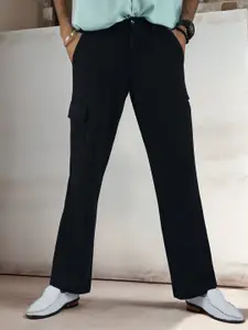 NEVER NEUD Men Relaxed Straight Fit Low-Rise Trousers