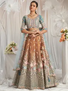 panchhi Embroidered Beads and Stones Semi-Stitched Lehenga & Unstitched Blouse With Dupatta