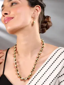 Rubans Oxidized 18K Gold-Plated Beaded Statement Necklace & Earrings Set