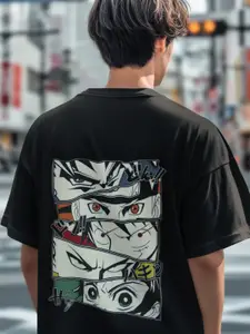 Elibolz Men Anime Printed Drop-Shoulder Sleeves Bio Finish T-shirt