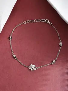 ROOVI 925 Sterling Silver Flower Anklet
