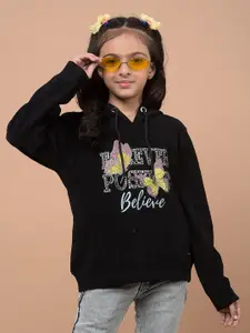 Crimsoune Club Girls Cotton Embellished Hooded Sweatshirt