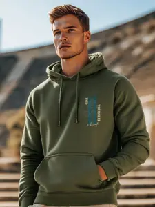 NOBERO Men Printed Hooded Pullover Sweatshirt