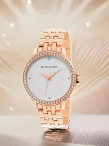 GIORDANO Women Embellished Dial & Stainless Steel Straps Analogue Watch GD-4209-55