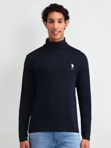 U.S. Polo Assn. Denim Co. Men Brand Logo Printed Turtle Neck Cotton Slim Fit T-shirt