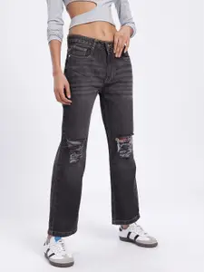 glitchez Women Ripped Straight Fit Jeans