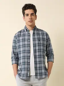 U.S. Polo Assn. Men Button-Down Collar Tartan Checked Cotton Tailored Fit Casual Shirt