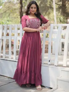 Fashion Basket Women Floral Embroidered Maxi Ethnic Dress