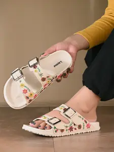 Layasa Women Embroidered Lightweight Open Toe Flats