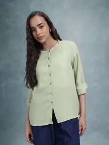 The Roadster Life Co. Mandarin Collar Opaque Casual Shirt