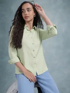 The Roadster Life Co. Mandarin Collar Opaque Casual Shirt