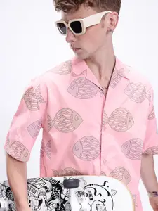 Kook N Keech Printed Drop-Shoulder Sleeves Pure Cotton Oversized Casual Shirt